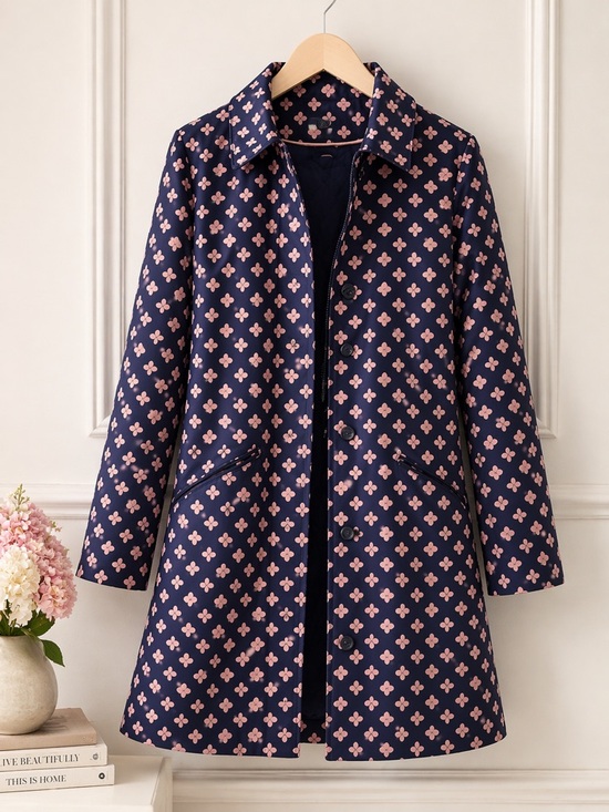 Boden Jackets & Blazers - Boden Navy Floral Raincoat Jacket Sz M | Lightweight | Preppy